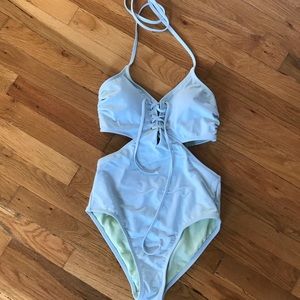 Light Blue Cutout Monokini